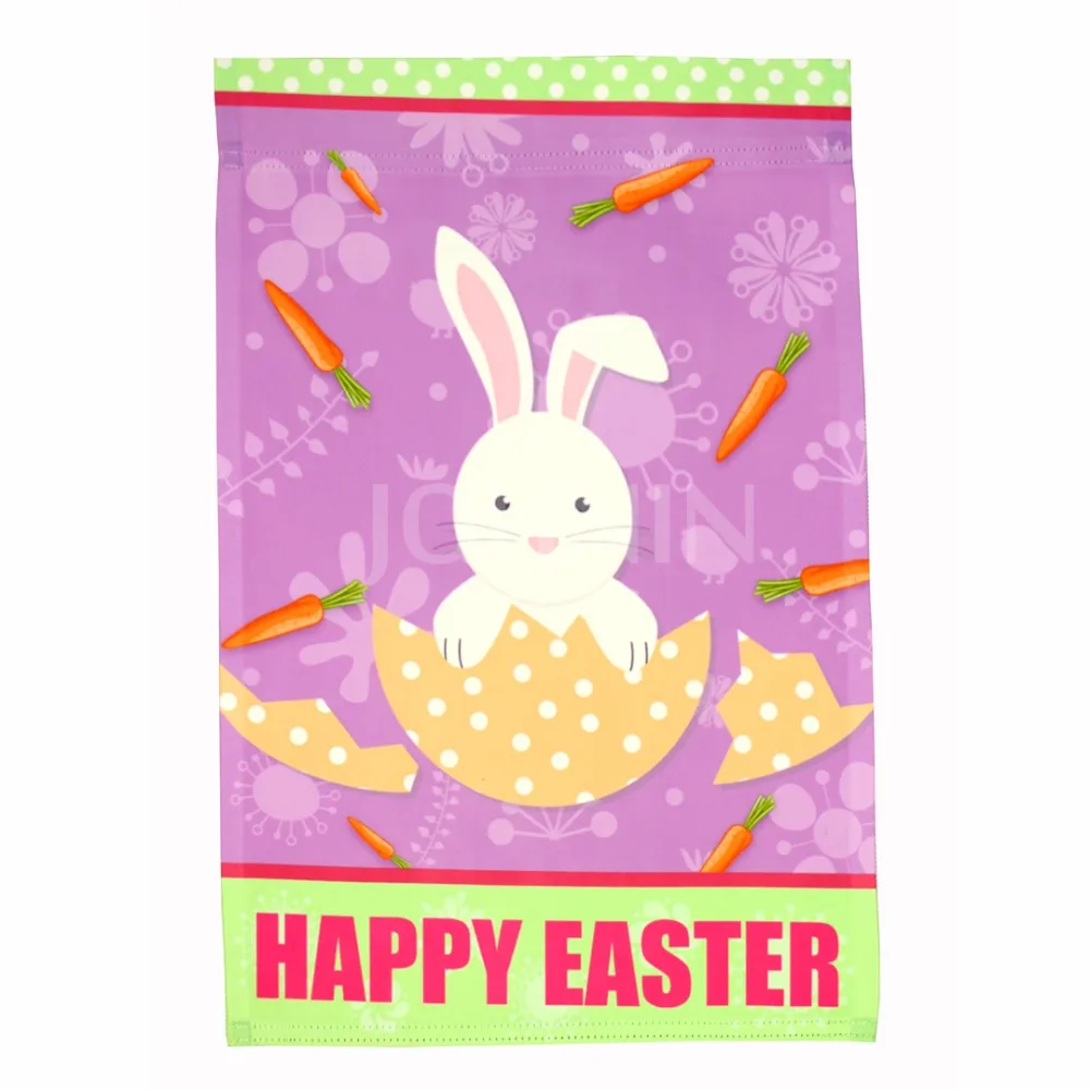 

Johnin Own Design Double-Sided Spring Cute Rabbit Eggs Happy Easter Garden Flag