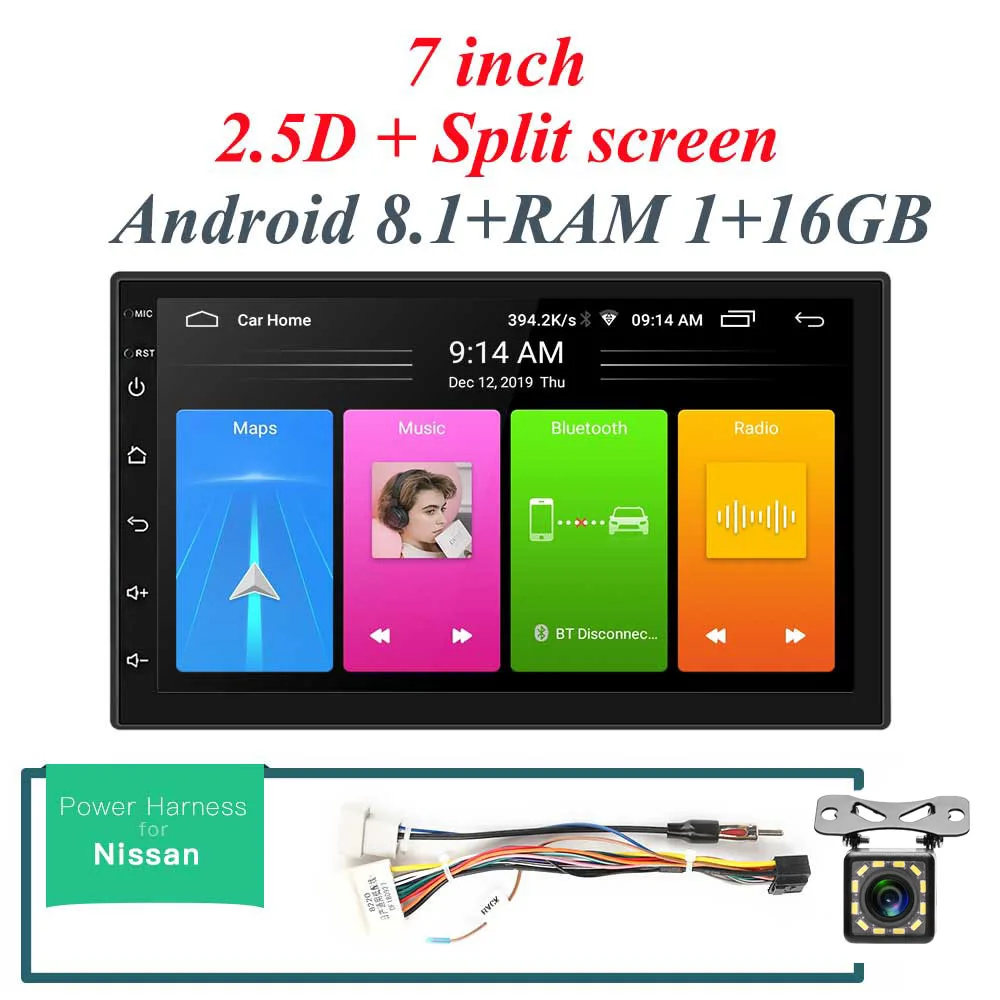 nissan Android 8,1 автомобильное радио стерео gps навигация Bluetooth wifi Универсальный 7 ''2din 2.5D ips автомобильное радио стерео четырехъядерный мультимедиа - Цвет: nissan