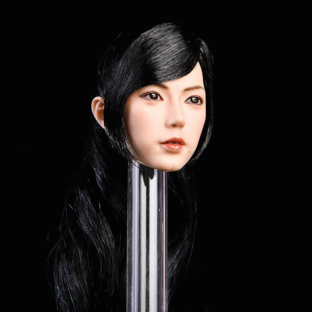 1/6 азиатский золотистый красный черный волос женская модель головы 12-дюймовый