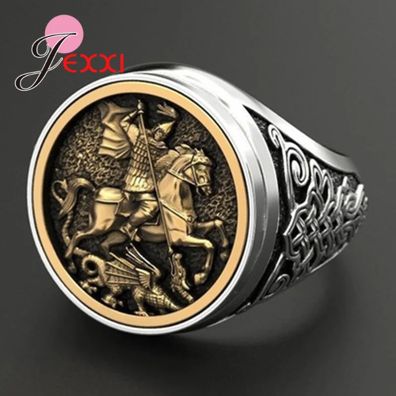 

Good Quality 925 Sterling Silver Knight Rings Punk Style Fashion Jewelry Statement Rings For Anniversary Birthday Party