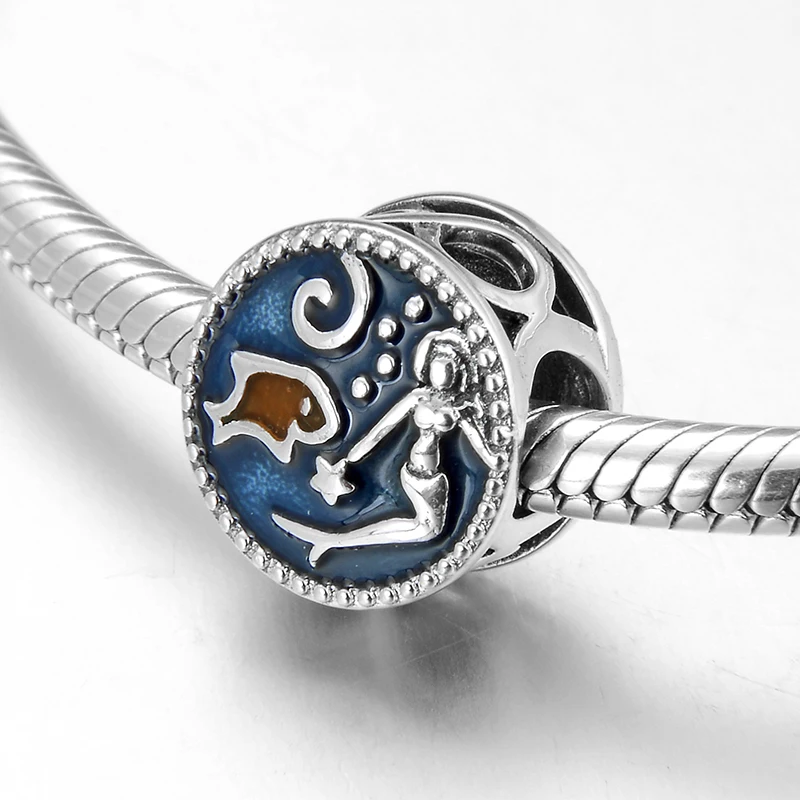 Оригинальные эмалированные бусины-шармы из серебра 2019 пробы в виде акулы и