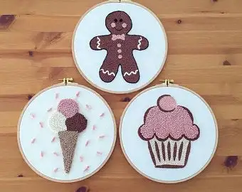 

Punch Needle Wall Art, Punch Hand Made Gift, ice cream Wall Hanging, Home Decoration, kids Room Decor, Nursery Garden Decor