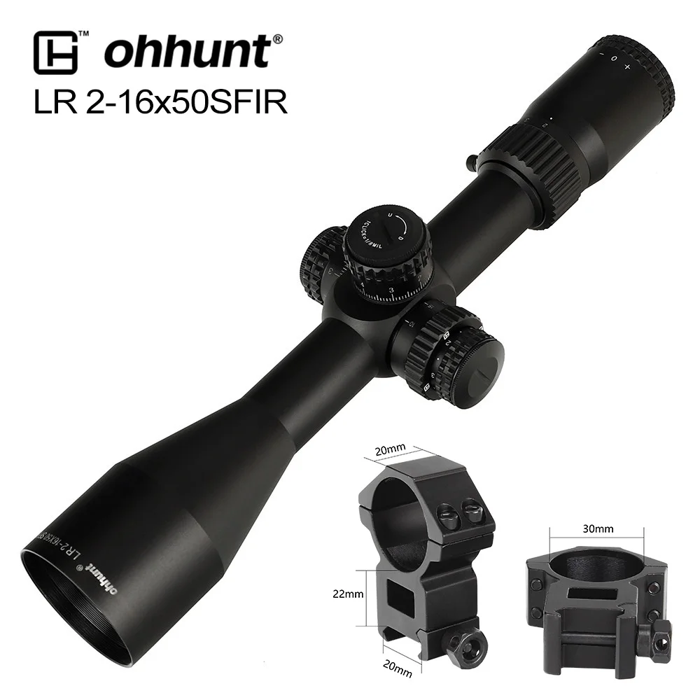 Тактический Оптический прицел LR 2-16x50 SFIR Mil-dot подсвеченный красным оптические прицелы Боковая регулировка параллакса стопор башни нулевой сброс область - Цвет: with Picatinny rings