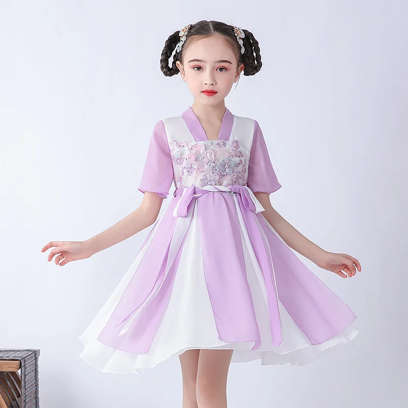 Бледно лиловый Hanfu платье в китайском стиле для детей Традиционная китайская