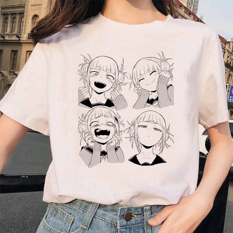 Японский аниме Ahegao футболка Женская Harajuku Boku No Hero Academy футболка Senpai смешная футболка Himiko Toga футболки женские