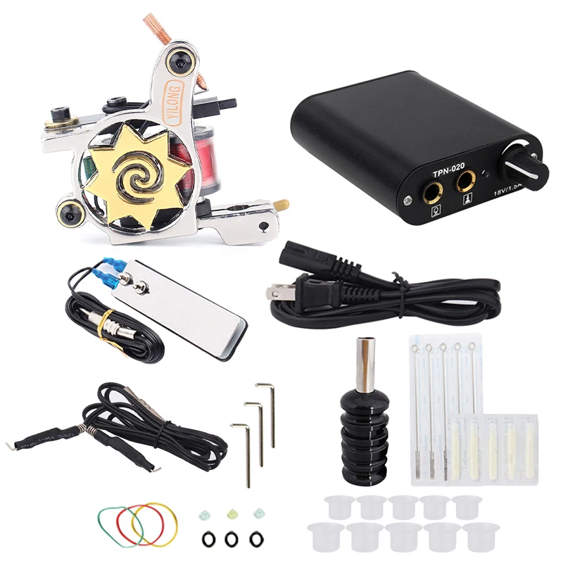 Полный набор для тату принадлежности оборудование катушек пулеметы иглы