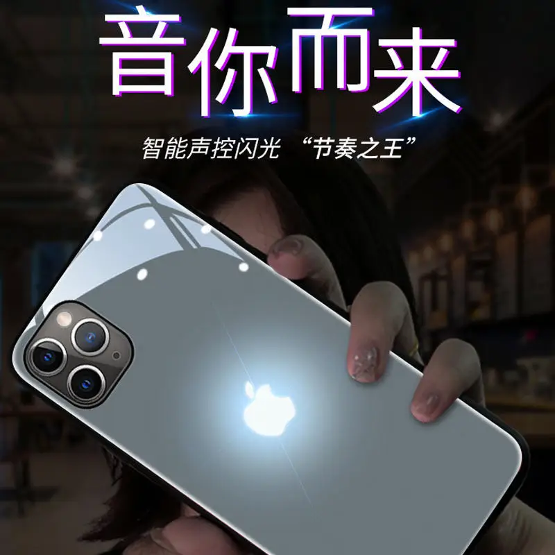 

Sound Acoustic control Mobile Phone Case For Apple logo Kinds of Light Color Change Iphone 6 7 8 11 XS XR MAX Glowing Protect Ph