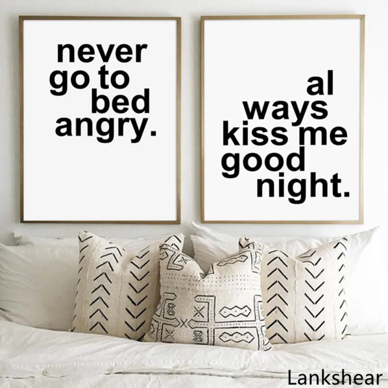 Современная Настенная картина для спальни с надписью Always Kiss Me Good Night|Рисование и