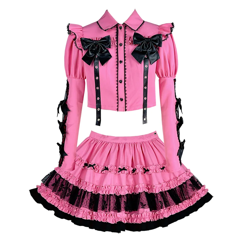 Новые оригинальные яркие юбки в стиле &quotРок&quot розовая модная Милая Мини-юбка с