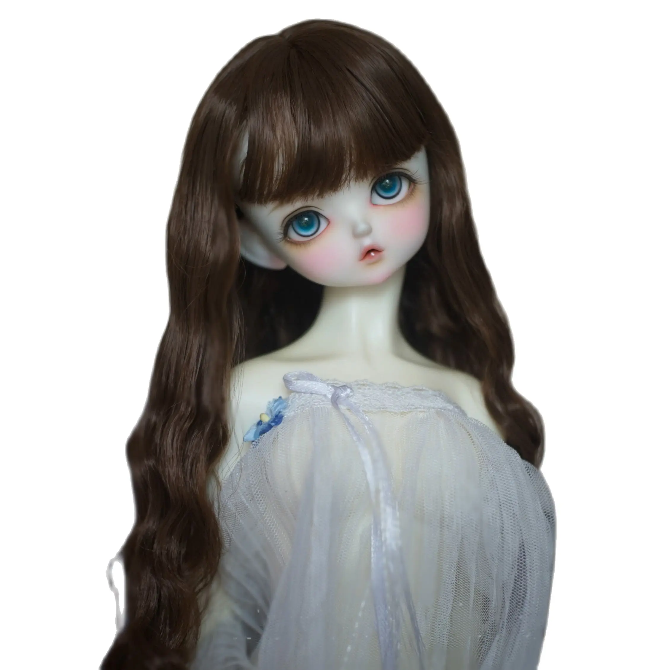 

Парик для шарнирной куклы, подходит для 1-3 1-4 1-6 размеров, Модный милый черный, золотой, розовый, молочный шелк, милая, вьющийся парик, аксессуа...