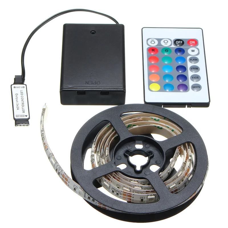 5050 SMD RGB LED Strip Light DC 12V Battery Powered Remote Control 30/50/100/150/200cm TV Desktop Screen Backlight Bias lighting | Лампы и