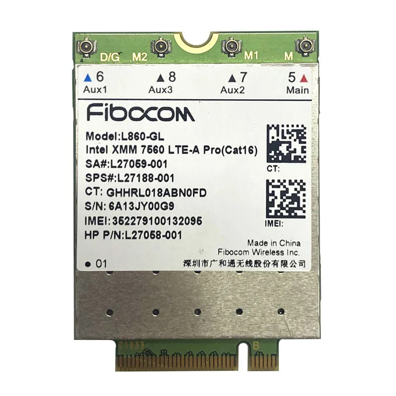 FDD-LTE Cat16 Fibocom TDD-LTE 4G модуль Wlan карта SPS L860-GL для ноутбука HP Elitebook X360 830 840 850 |