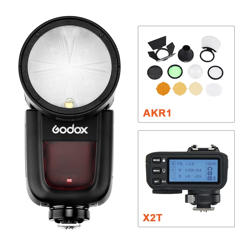 V1P and X2Tp AKR1 Godox V1 V1P вспышка для Pentax camera s ttl 1/8000s HSS литий-ионная круглая головка камеры фотовспышка с X2T триггером AKR1 - Цвет: V1P and X2Tp AKR1