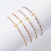 dainty boho crystal beads stone cross charm anklets bracelets for women teen girls stainless steel gold chain handmade jewelry
