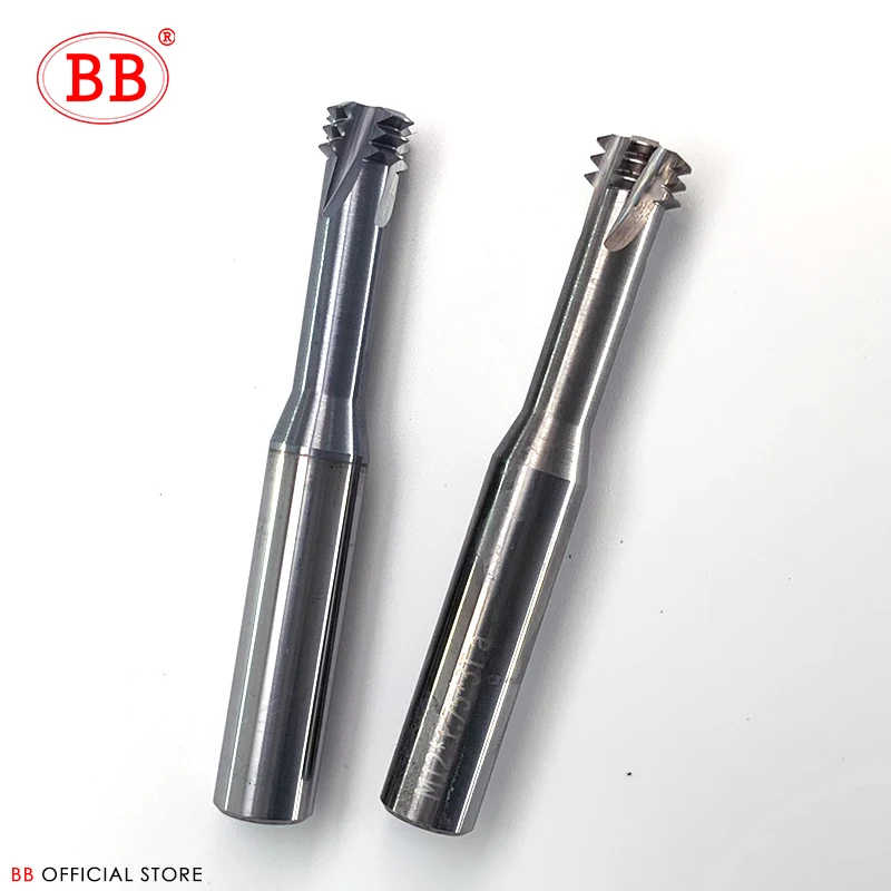 BB Thread Mill Coated Solid Carbide 3 Teeth Miniature ISO UNC UNF Pitch CNC Internal Machining Cutter Tool M3 M4 M5 M6 M8 Tap