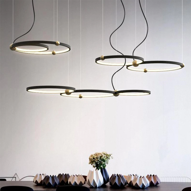 구매 Moderen Pendant Lights Industrial Circle Led Lamps Nordic Hanglamp Bar Coffee Restaurant Round Ring Star Hanglamp Lustre Fixture