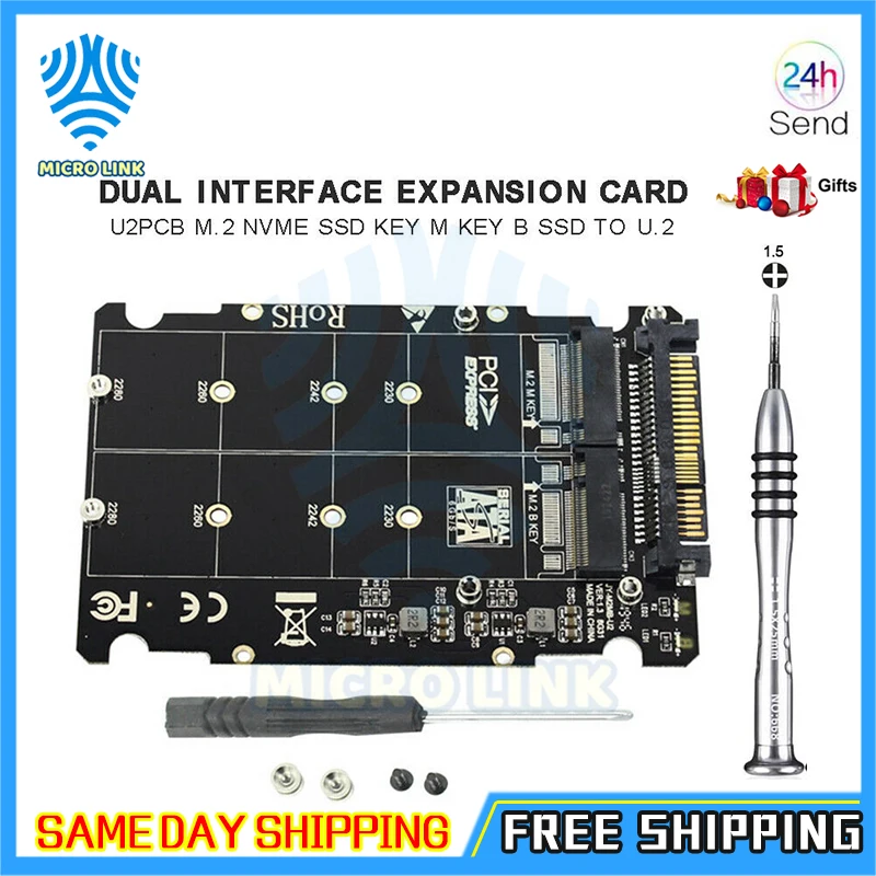 

Адаптер M.2 SSD в U.2, адаптер 2 в 1 M.2 NVMe и SATA-Bus NGFF SSD в PCI-e U.2 SFF-8639, конвертер PCIe M2 для настольных компьютеров