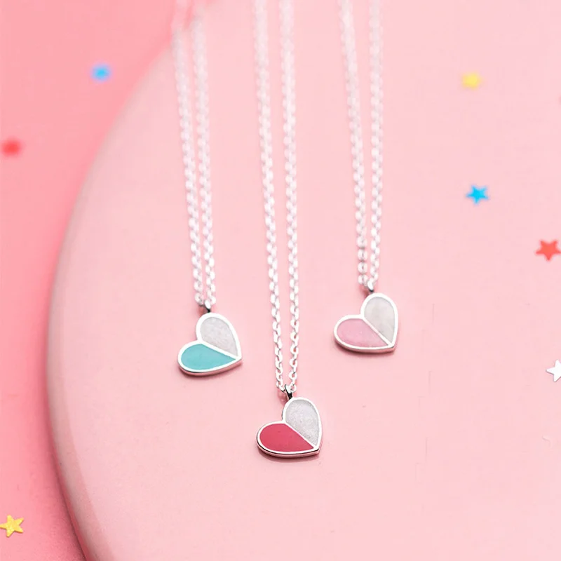 

Sweet Jewelry Love Pendant Necklace Sweet Simple High Quality Color Enamel Metal Necklace For Celebration Gift