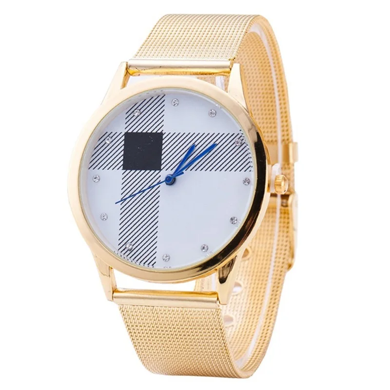 

2020 Direct Selling New Joom Classic Gold Silver Mesh Belt Couple Table Fashionable Men And Women Steel Grid Watch Wristwatch
