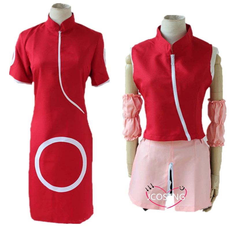 Аниме шиппууден Харуно Сакура косплей костюм 1 и 2 поколения костюмы полный