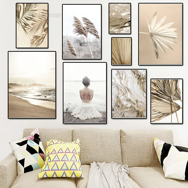 

Landscape Poster Modern Nordic Style Side Sitting Girl Canvas Painting Hd Print Picture Home Decoration for Living Room