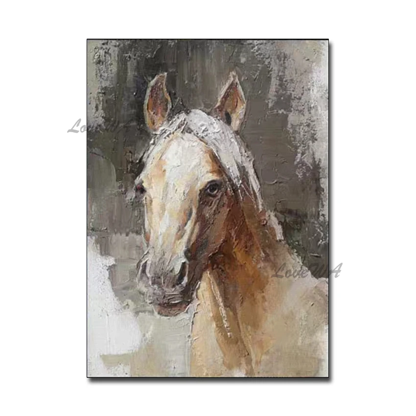 

Horse Head Wall Decoration Abstract Textured Animal Oil Painting Handmade Wall Hangings Pictures Canvas Wall Art For Living Room