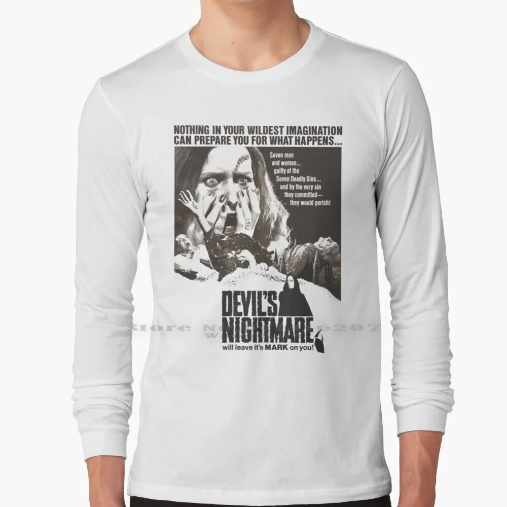 

Футболка с изображением кошмара дьявола 100% чистый хлопок кошмар дьявола винтажный кинотеатр винтажные фильмы ретро