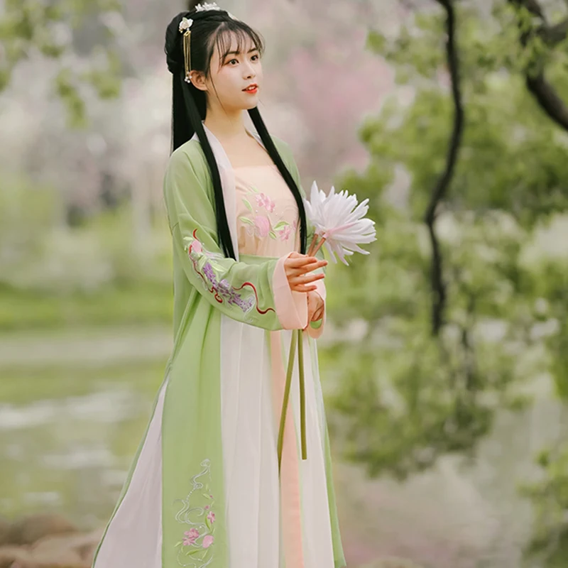 

Chinese Style Traditional Women Clothes Song Dynasty Embroidery Hanfu Ancient Classical Dance Stage Performance Costumes DQL3468