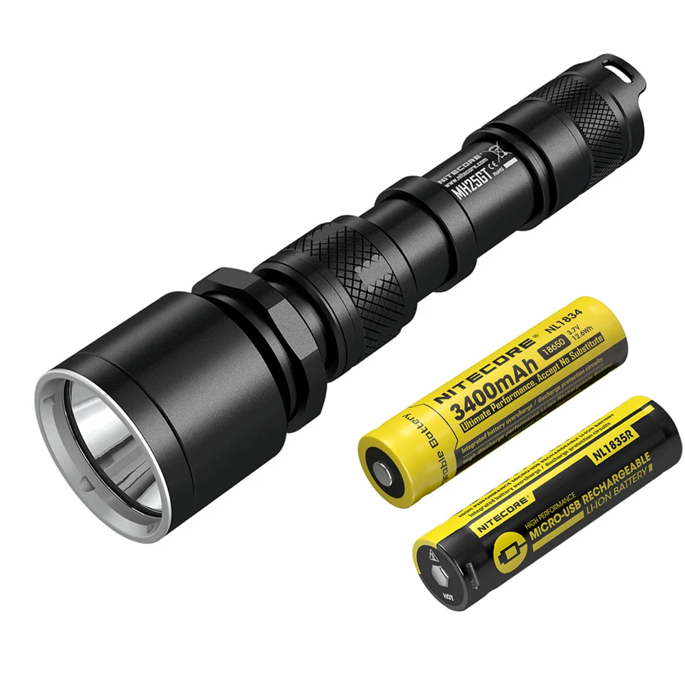 NITECORE MH25GT тактический фонарик USB Непосредственно Зарядка CREE XP-L HI V3 max 1000LM луч бросок 452 м Открытый спортивный факел - Испускаемый цвет: MH25GT NL1834 1835R