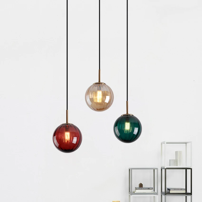 Nordic LED Красочный стеклянный круглый подвесной светильник s Light ing постмодерн