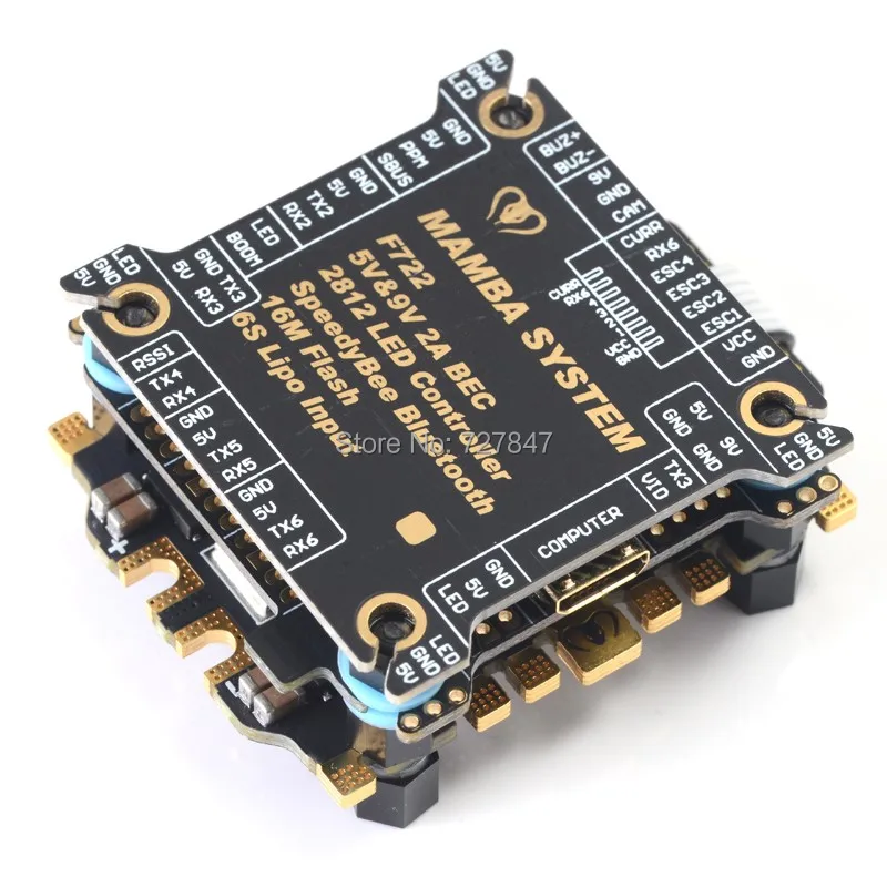 Контроллер полета Diatone MAMBA F722S Betaflight & OSD 5/9V 2A BEC 50A 3 6S Blheli_32 Dshot1200 для RC модельной