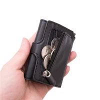 bycobecy 2021 rfid travel wallet coin purse top quality men smart wallet fashion button money bag metal aluminum auto pop up