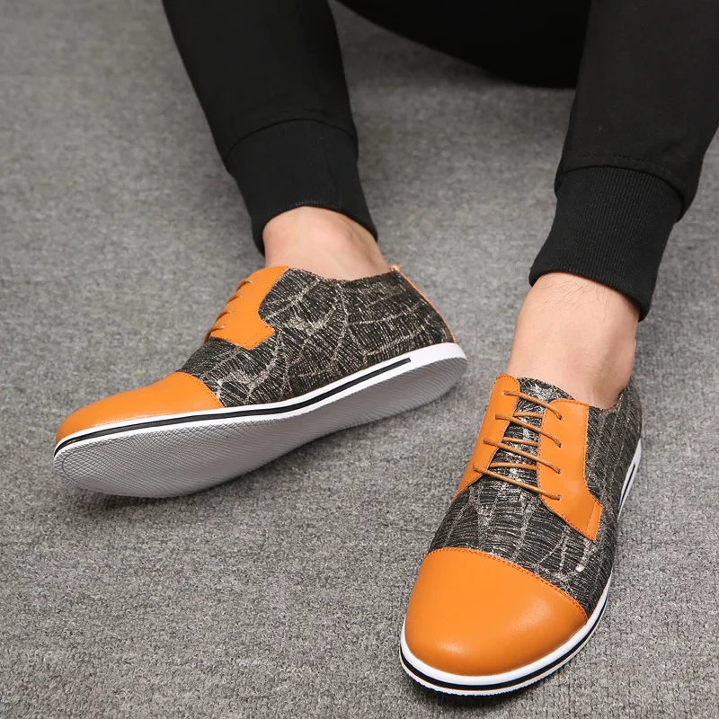 

Men's Fashion Casual Patchwork Superfine Fiber Leather Shoes Men Lace-Up Breathable Shoes Plus Size 49 50 Zapatos De Hombre