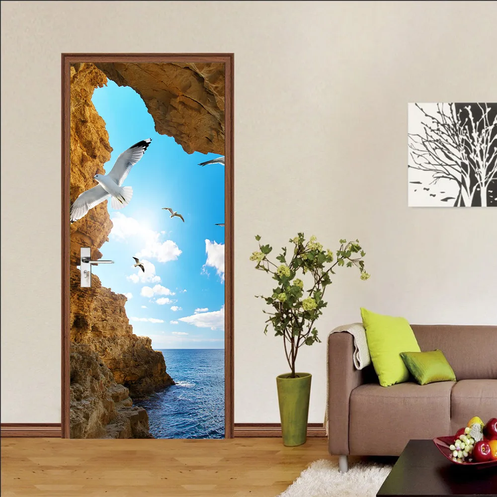 

Creative environmental protection 3D seagull sea rock stickers refurbished self-adhesive bedroom wall stickers