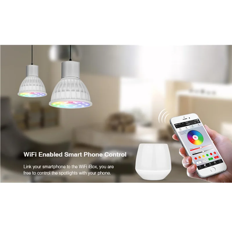Цена Miboxer FUT103 4 Вт GU10 RGB + CCT Светодиодный точечный светильник 2,4G светодиодная лампочка беспроводной дистанционный светодиодный светильник для сп...
