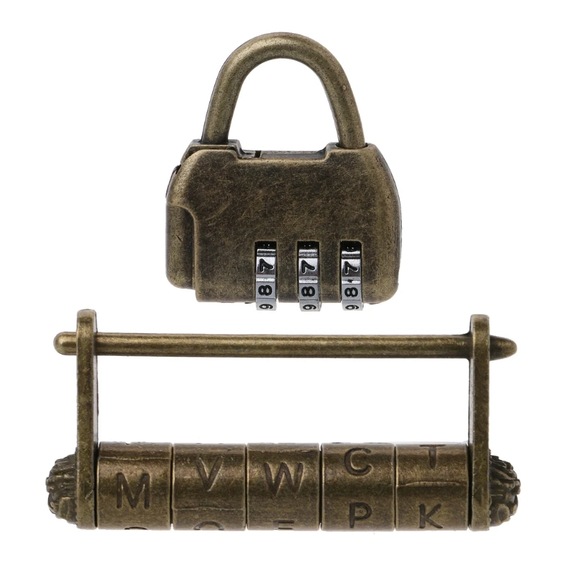 

1pc Alloy Antique Vintage Password Padlocks Decor Locks for Jewelry Wooden Box