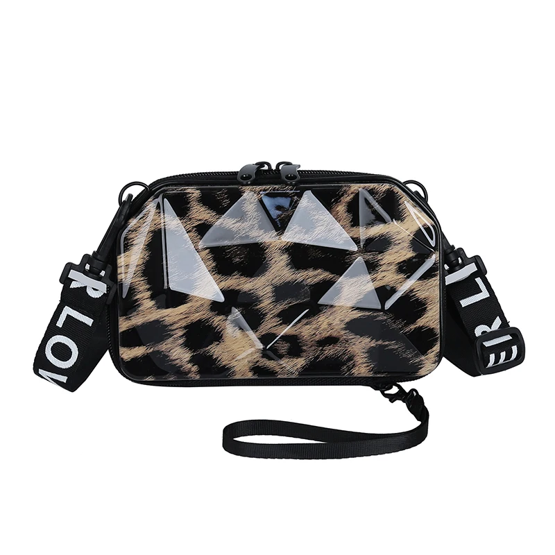 Leopard Женские сумки с шестигранными бриллиантами, высококачественные Клатчи из АБС-пластика, модные мини вечерние клатчи с геометрическим рисунком, черный вечерний кошелек, шикарные сумки на плечо - Цвет: Leopard