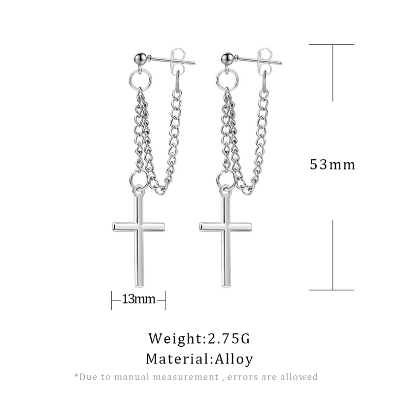

unisex korea style cross earrings street dancing jewelry minimalist fashion sliver dangle unusual earrings wholesale