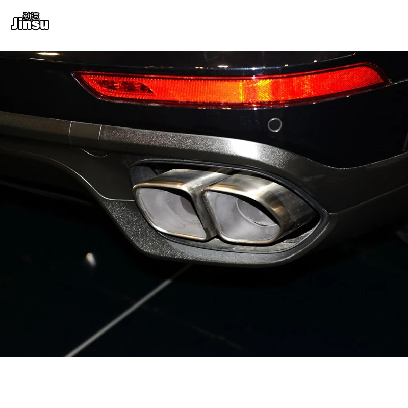 Серебряные квадратные выхлопные наконечники глушитель труба для Porsche Cayenne 958 2 2015