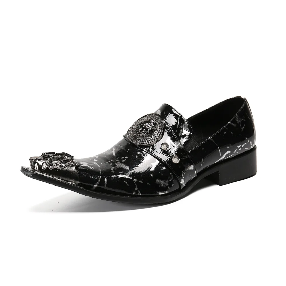

Fashion Stage Show Shoes Man Business Patent Leather Nightclub Man's Dress Shoes Plus Size Pointed Formal Oxfords