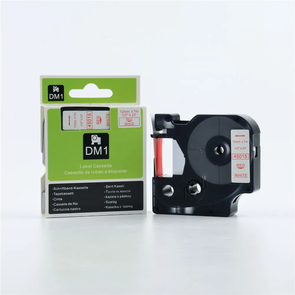 Упаковка из 10 шт. 12 мм * 7 м совместимая лента Dymo D1 запечатанных лент для красный на