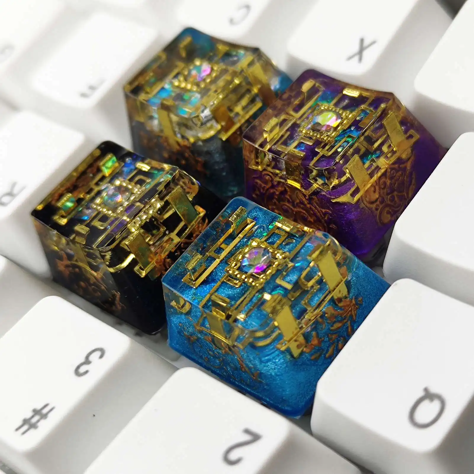 

Mechanical keyboard personality handmade keycaps secret gold realm translucent keycaps Gifts for boys 1Pc