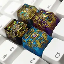 Mechanical keyboard personality handmade keycaps secret gold realm translucent keycaps Gifts for boys 1Pc