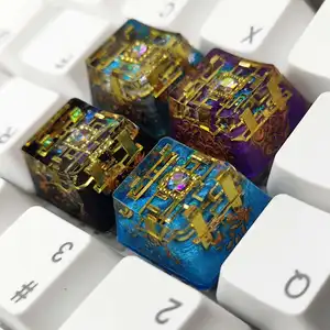 mechanical keyboard personality handmade keycaps secret gold realm translucent keycaps gifts for boys 1pc free global shipping
