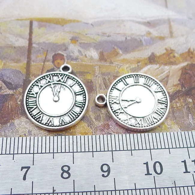 

Supplies For Jewelry Making 10pcs 17x20mm Antique Silver Color Clock Charms