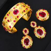 kellybola new open bracelet ring earring 3pc for women bridal wedding shiny cubic zircon dubai party daily sets jewelry boho