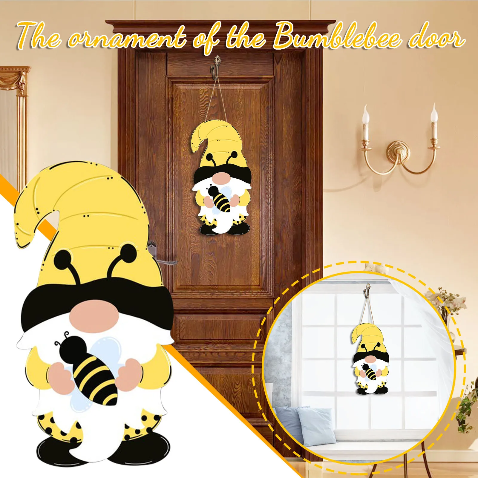 

Bee Festival Creative Dwarf Goblin Shape Hanging Sign Indoor and Outdoor Door Hanging Decoration Hanging Sign muebles baÃ±o 40*