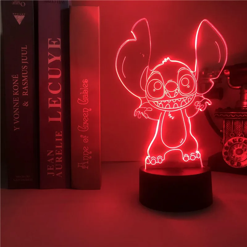 Disney мультяшная фигурка Лило и Стич 3D лампа детская спальня светодиодный