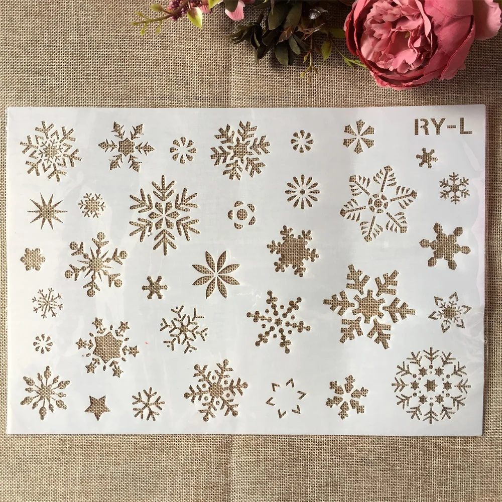 S M L снег зима Рождество Праздник Снежинка Сделай Сам слои трафареты картина