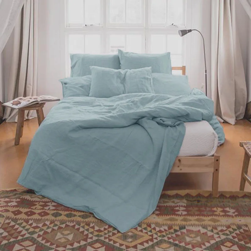 

Комплект постельного белья из натурального 100% льна в скандинавском стиле с пододеяльником, простыней или наволочкой, Комплект постельного ...